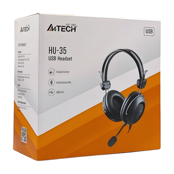 A4-TECH HU-35 USB Black Headphone - Image 3
