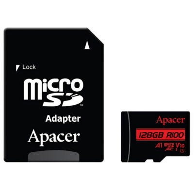 Apacer R100 MicroSDHC/SDXC UHS-1 U1 V10 A1 128GB Memory Card with Adapter