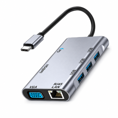 Microkingdom MK-C706 1Gbps Type-C To (3USB+Type-C+SD+PD+RJ45 Lan) 7 in 1 Multi-Converter