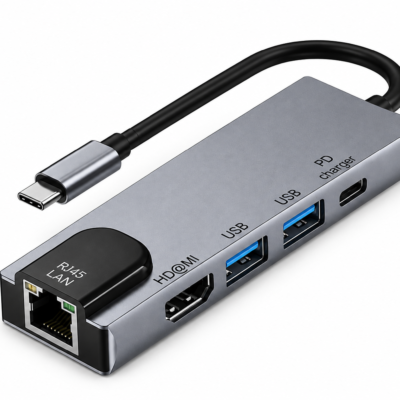Microkingdom MK-C512 5 IN 1 Type-C To (2 USB,HDMI,PD,RJ45 LAN) Multi-Converter