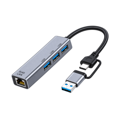 Microkingdom MK-UC409 1Gbps USB & Type-C To (2USB+PD+RJ45 Lan) 4 in 1 Multi-Converter